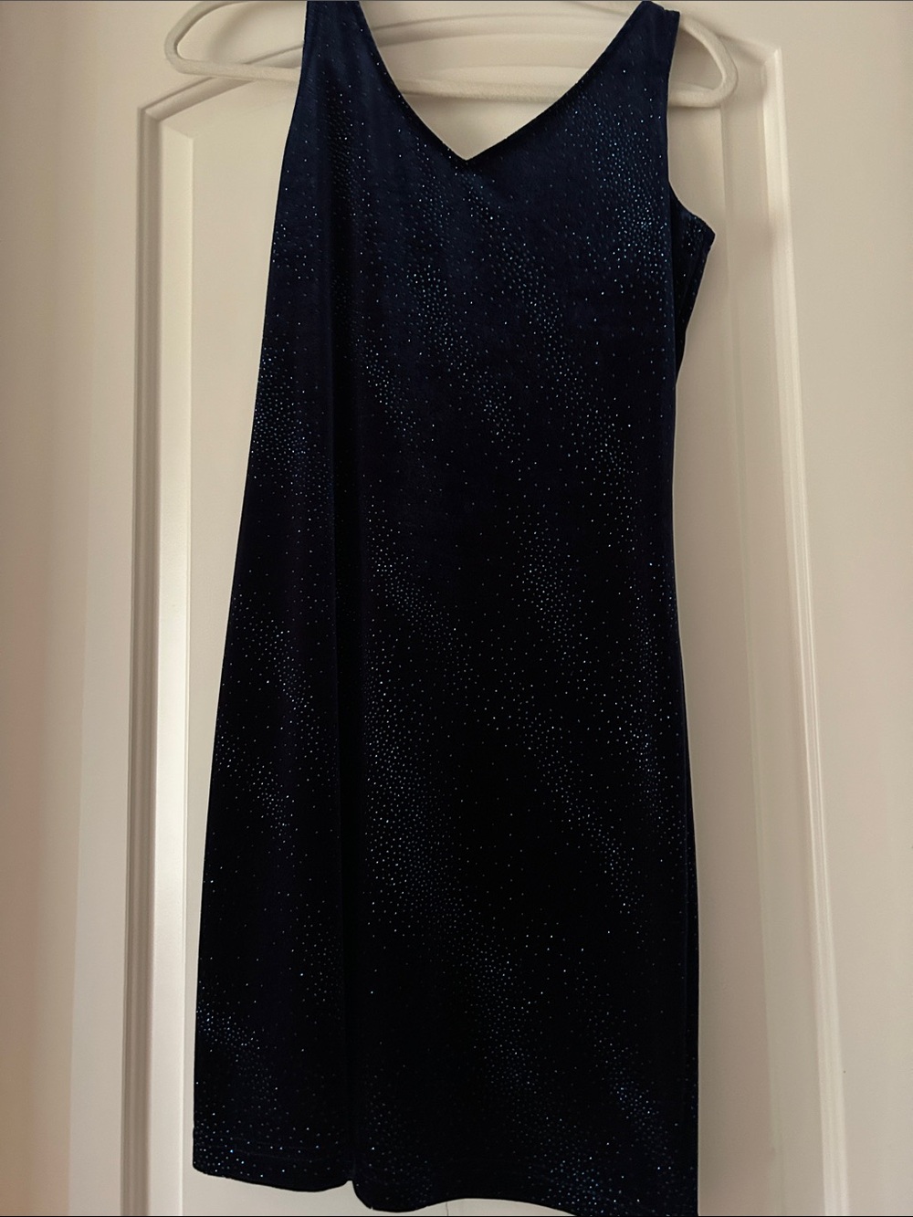 Sleeveless Navy Velvet Mini Dress with Sparkle Detail
